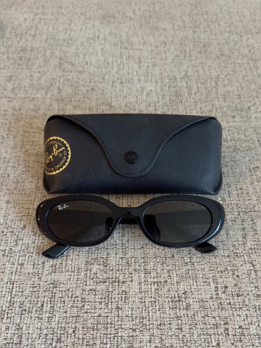 Ray-Ban Black Oval Women's Sunglasses with Case